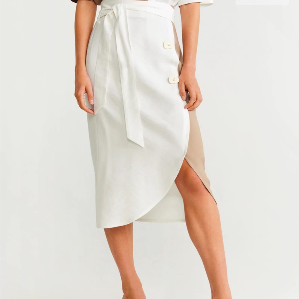 NWT Mango Bicolor buttoned skirt Colorblock Small